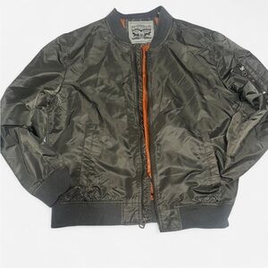 Levi's Green Bomber Jacket with Ribbed Collar and Elastic Cuffs